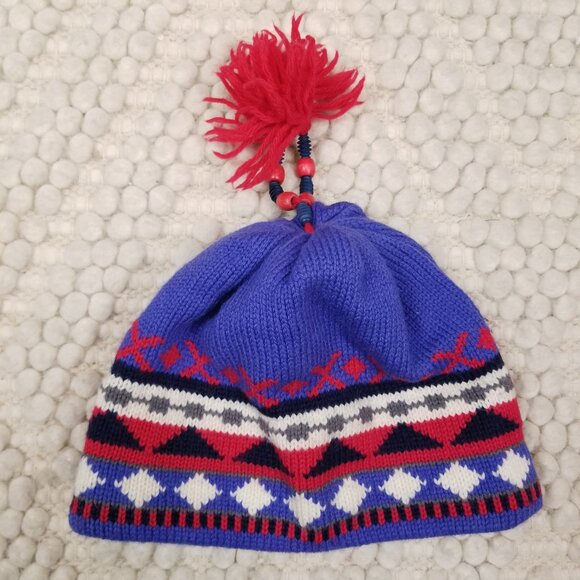 Merkley 100% Wool Patterned Beanie Beaded Pom Pom Tassel - Picture 6 of 9